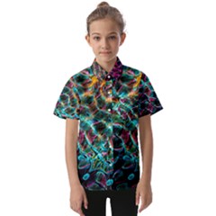 Fractal Abstract Waves Background Wallpaper Kids  Short Sleeve Shirt by Ravend