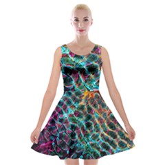 Fractal Abstract Waves Background Wallpaper Velvet Skater Dress