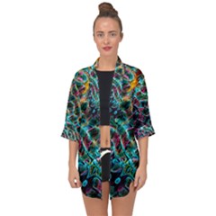 Fractal Abstract Waves Background Wallpaper Open Front Chiffon Kimono by Ravend