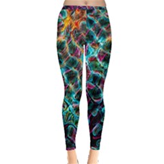 Fractal Abstract Waves Background Wallpaper Inside Out Leggings by Ravend