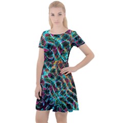 Fractal Abstract Waves Background Wallpaper Cap Sleeve Velour Dress  by Ravend