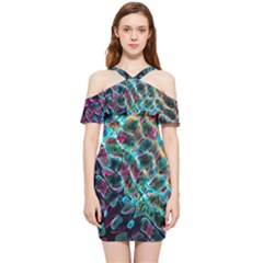 Fractal Abstract Waves Background Wallpaper Shoulder Frill Bodycon Summer Dress by Ravend