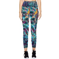 Fractal Abstract Waves Background Wallpaper Pocket Leggings  by Ravend