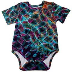 Fractal Abstract Waves Background Wallpaper Baby Short Sleeve Bodysuit by Ravend