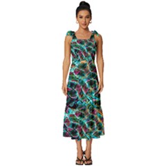 Fractal Abstract Waves Background Wallpaper Tie-strap Tiered Midi Chiffon Dress by Ravend