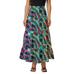 Fractal Abstract Waves Background Wallpaper Tiered Ruffle Maxi Skirt by Ravend