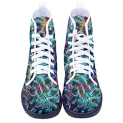 Fractal Abstract Waves Background Wallpaper Kid s High-top Canvas Sneakers by Ravend