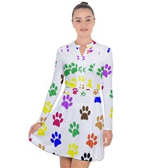 Pawprints-paw-prints-paw-animal Long Sleeve Panel Dress by Ravend