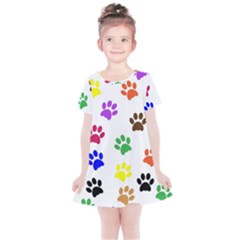 Pawprints-paw-prints-paw-animal Kids  Simple Cotton Dress by Ravend