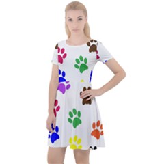 Pawprints-paw-prints-paw-animal Cap Sleeve Velour Dress  by Ravend