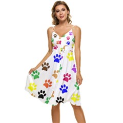 Pawprints-paw-prints-paw-animal Sleeveless Tie Front Chiffon Dress by Ravend