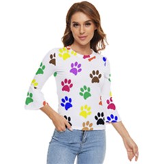 Pawprints-paw-prints-paw-animal Bell Sleeve Top