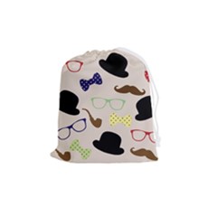 Moustache-hat-bowler-bowler-hat Drawstring Pouch (medium) by Ravend