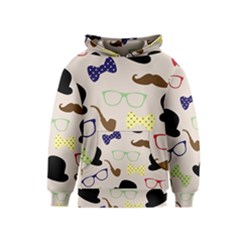 Moustache-hat-bowler-bowler-hat Kids  Pullover Hoodie