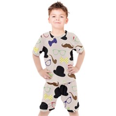 Moustache-hat-bowler-bowler-hat Kids  T-shirt And Shorts Set by Ravend