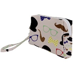 Moustache-hat-bowler-bowler-hat Wristlet Pouch Bag (small) by Ravend