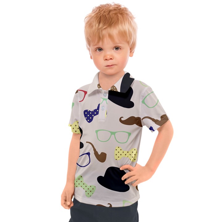 Moustache-hat-bowler-bowler-hat Kids  Polo T-Shirt