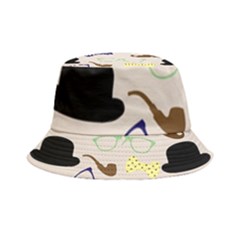 Moustache-hat-bowler-bowler-hat Inside Out Bucket Hat by Ravend