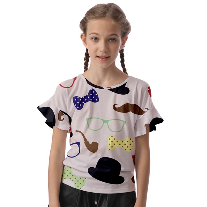 Moustache-hat-bowler-bowler-hat Kids  Cut Out Flutter Sleeves