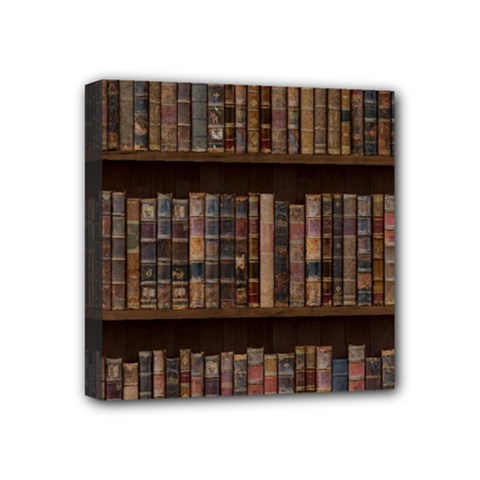 Old Bookshelf Orderly Antique Books Mini Canvas 4  X 4  (stretched) by Ravend