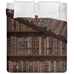 Old Bookshelf Orderly Antique Books Duvet Cover Double Side (california King Size) by Ravend