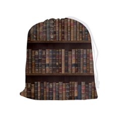 Old Bookshelf Orderly Antique Books Drawstring Pouch (xl) by Ravend