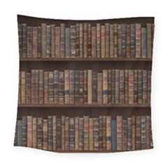 Old Bookshelf Orderly Antique Books Square Tapestry (large) by Ravend