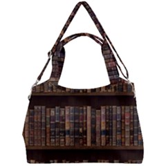 Old Bookshelf Orderly Antique Books Double Compartment Shoulder Bag by Ravend