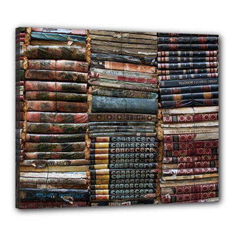 Pile Of Books Photo Of Assorted Book Lot Backyard Antique Store Canvas 24  X 20  (stretched) by Ravend