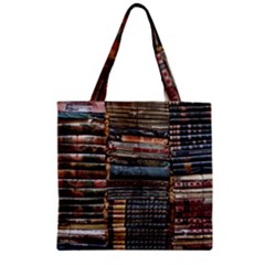 Pile Of Books Photo Of Assorted Book Lot Backyard Antique Store Zipper Grocery Tote Bag by Ravend