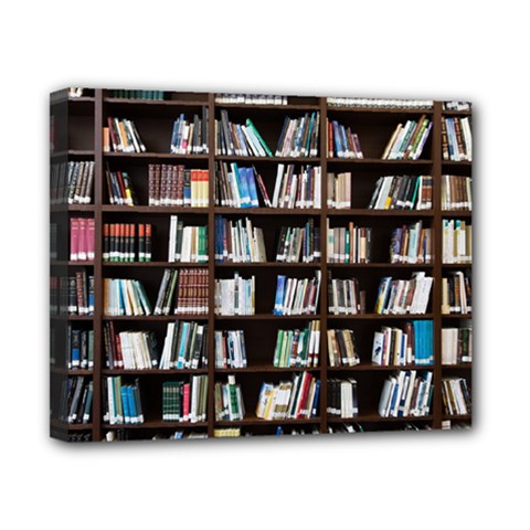 Book Collection In Brown Wooden Bookcases Books Bookshelf Library Canvas 10  X 8  (stretched)