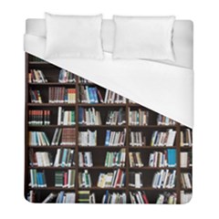 Book Collection In Brown Wooden Bookcases Books Bookshelf Library Duvet Cover (full/ Double Size) by Ravend