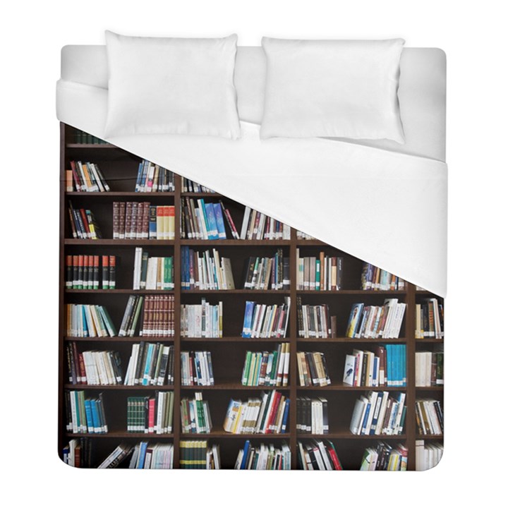 Book Collection In Brown Wooden Bookcases Books Bookshelf Library Duvet Cover (Full/ Double Size)