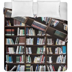 Book Collection In Brown Wooden Bookcases Books Bookshelf Library Duvet Cover Double Side (king Size) by Ravend