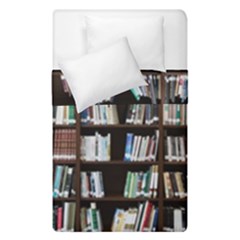 Book Collection In Brown Wooden Bookcases Books Bookshelf Library Duvet Cover Double Side (single Size) by Ravend