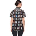 Book Collection In Brown Wooden Bookcases Books Bookshelf Library Women s Short Sleeve Shirt View2