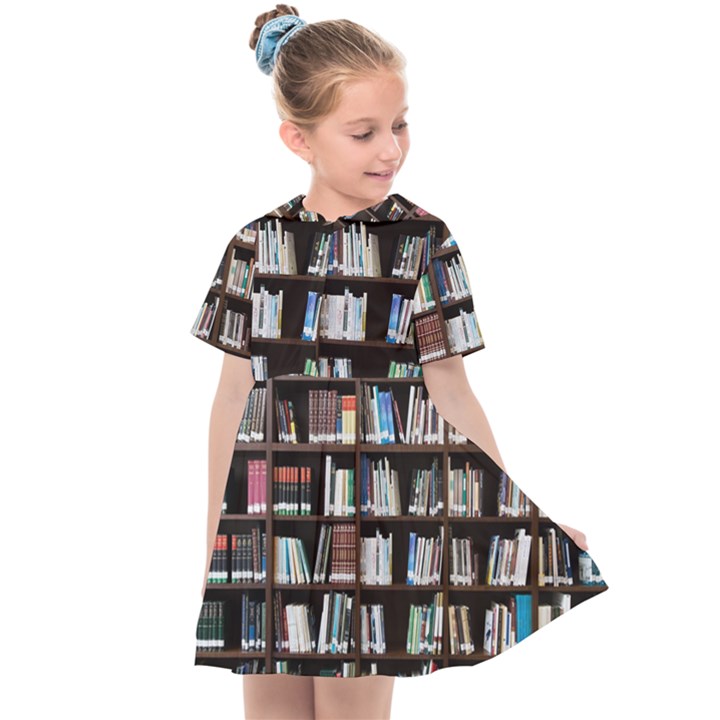 Book Collection In Brown Wooden Bookcases Books Bookshelf Library Kids  Sailor Dress