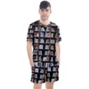 Book Collection In Brown Wooden Bookcases Books Bookshelf Library Men s Mesh T-Shirt and Shorts Set View1