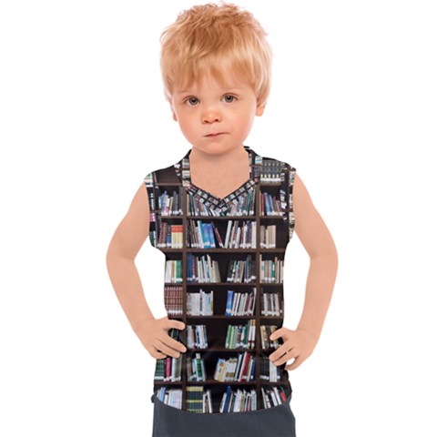 Book Collection In Brown Wooden Bookcases Books Bookshelf Library Kids  Sport Tank Top by Ravend