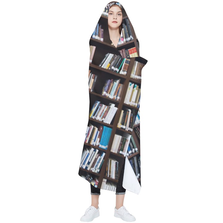 Book Collection In Brown Wooden Bookcases Books Bookshelf Library Wearable Blanket