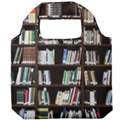 Book Collection In Brown Wooden Bookcases Books Bookshelf Library Foldable Grocery Recycle Bag by Ravend