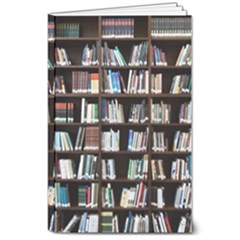 Book Collection In Brown Wooden Bookcases Books Bookshelf Library 8  X 10  Softcover Notebook by Ravend