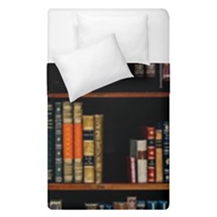 Assorted Title Of Books Piled In The Shelves Assorted Book Lot Inside The Wooden Shelf Duvet Cover Double Side (single Size) by Ravend