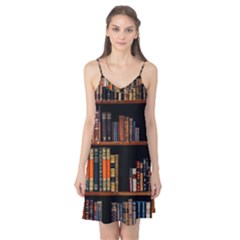 Assorted Title Of Books Piled In The Shelves Assorted Book Lot Inside The Wooden Shelf Camis Nightgown  by Ravend