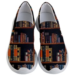 Assorted Title Of Books Piled In The Shelves Assorted Book Lot Inside The Wooden Shelf Women s Lightweight Slip Ons by Ravend