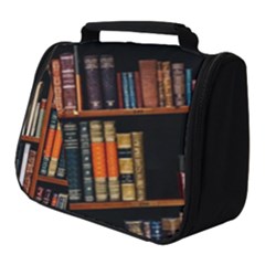 Assorted Title Of Books Piled In The Shelves Assorted Book Lot Inside The Wooden Shelf Full Print Travel Pouch (small) by Ravend