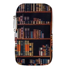 Assorted Title Of Books Piled In The Shelves Assorted Book Lot Inside The Wooden Shelf Waist Pouch (large) by Ravend