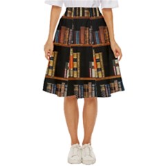 Assorted Title Of Books Piled In The Shelves Assorted Book Lot Inside The Wooden Shelf Classic Short Skirt by Ravend