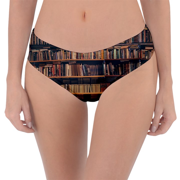 Books On Bookshelf Assorted Color Book Lot In Bookcase Library Reversible Classic Bikini Bottoms