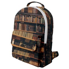 Books On Bookshelf Assorted Color Book Lot In Bookcase Library Flap Pocket Backpack (small) by Ravend